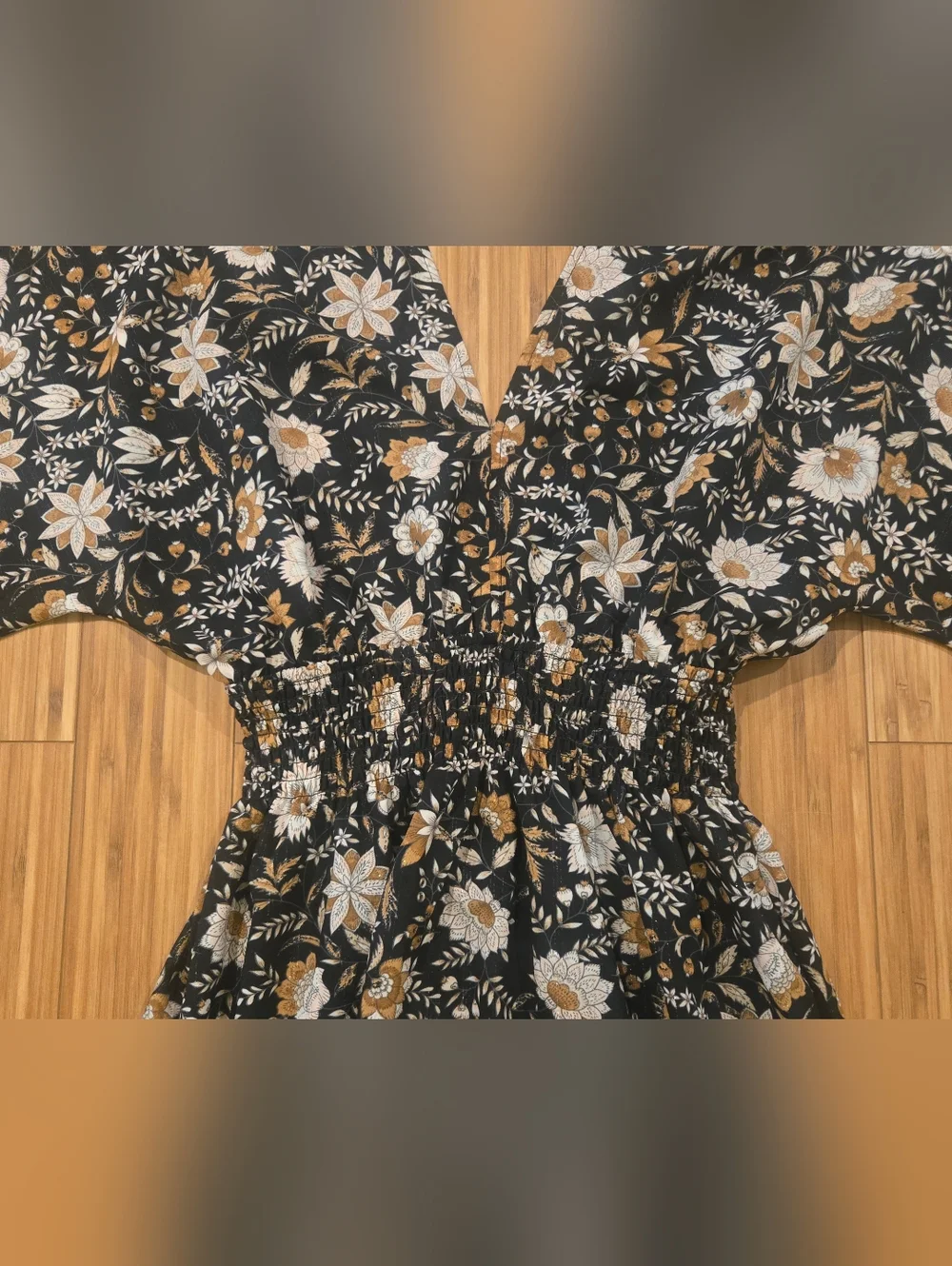 Carly Jean Boho Floral Maxi Dress in Black and Cream - Picture 3 of 15